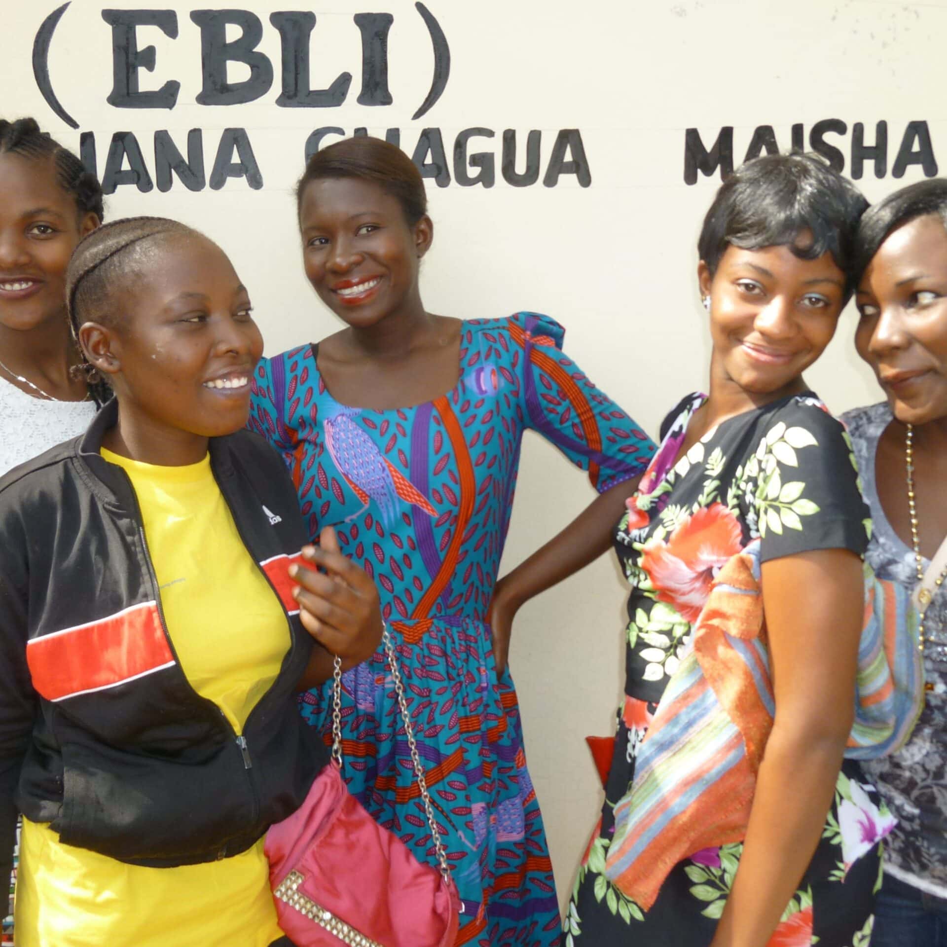Group picture with five young women from Tanzania.
