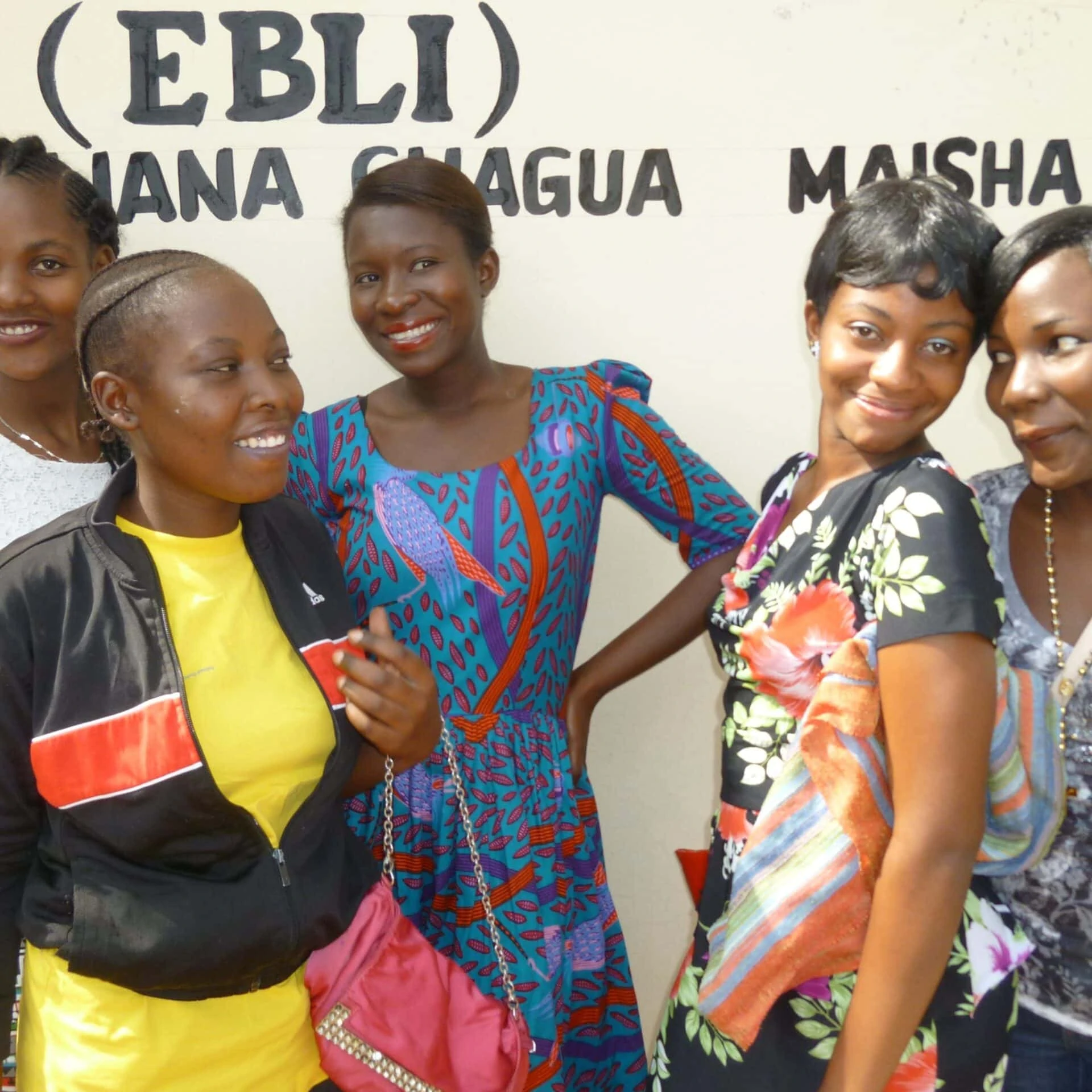 Group picture with five young women from Tanzania.