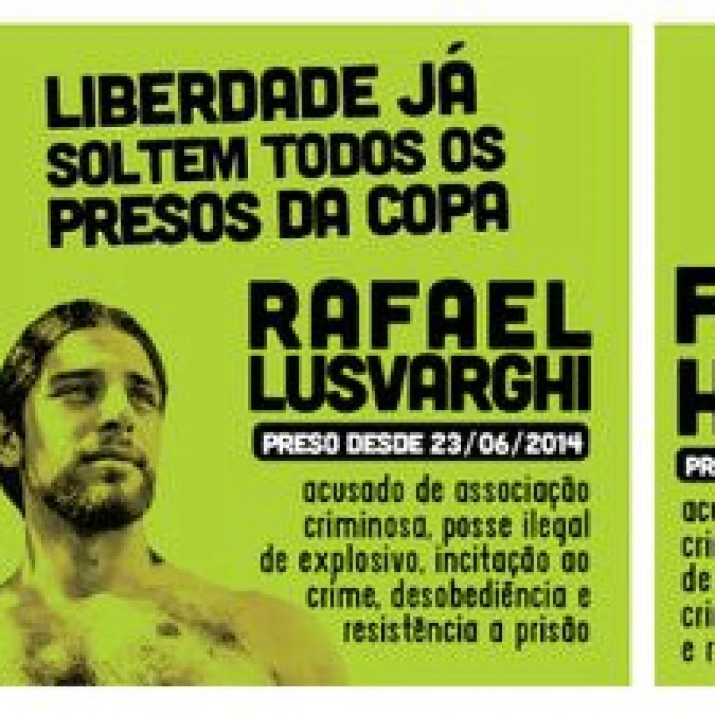 Portraits of activists in preventive detention in Sao Paulo on 12 July 2014.