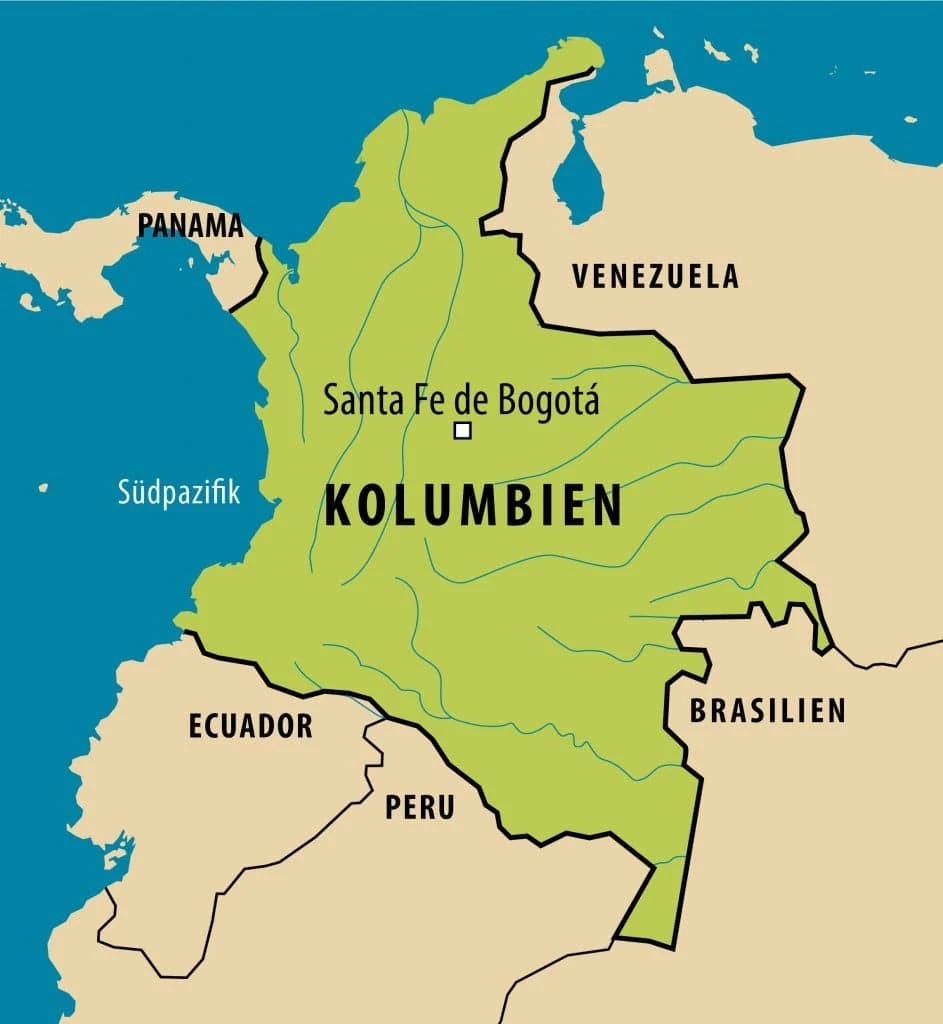 Vereinfachte Landkarte von Kolumbien