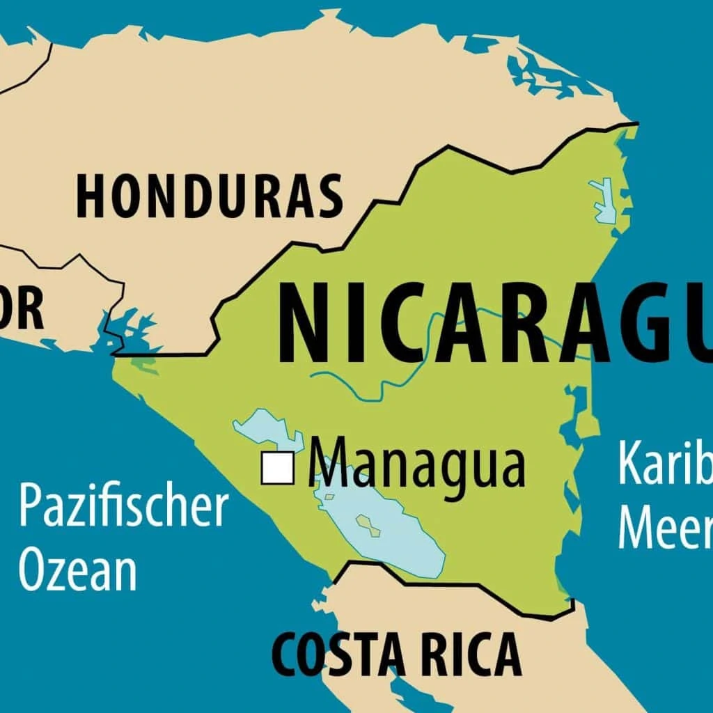 Vereinfachte Landkarte von Nicaragua