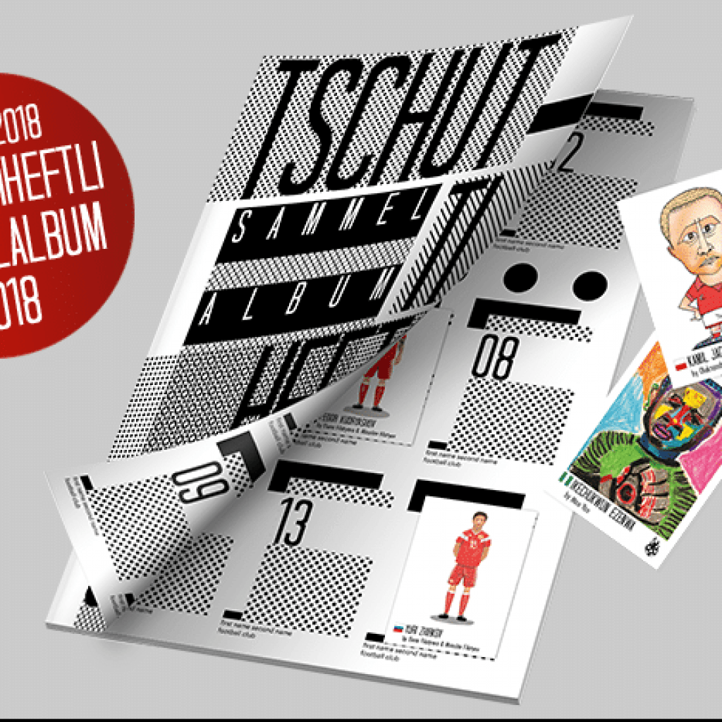 Picture of the tschutt heftli scrapbook 2018 and some scrapbooks.