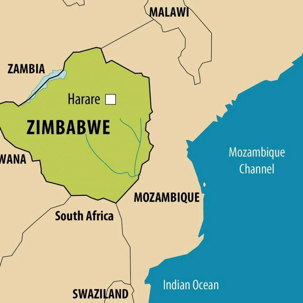 Simplified map of Zimbabwe