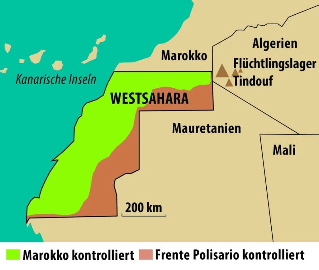 Karte von der Front in der Westsahara