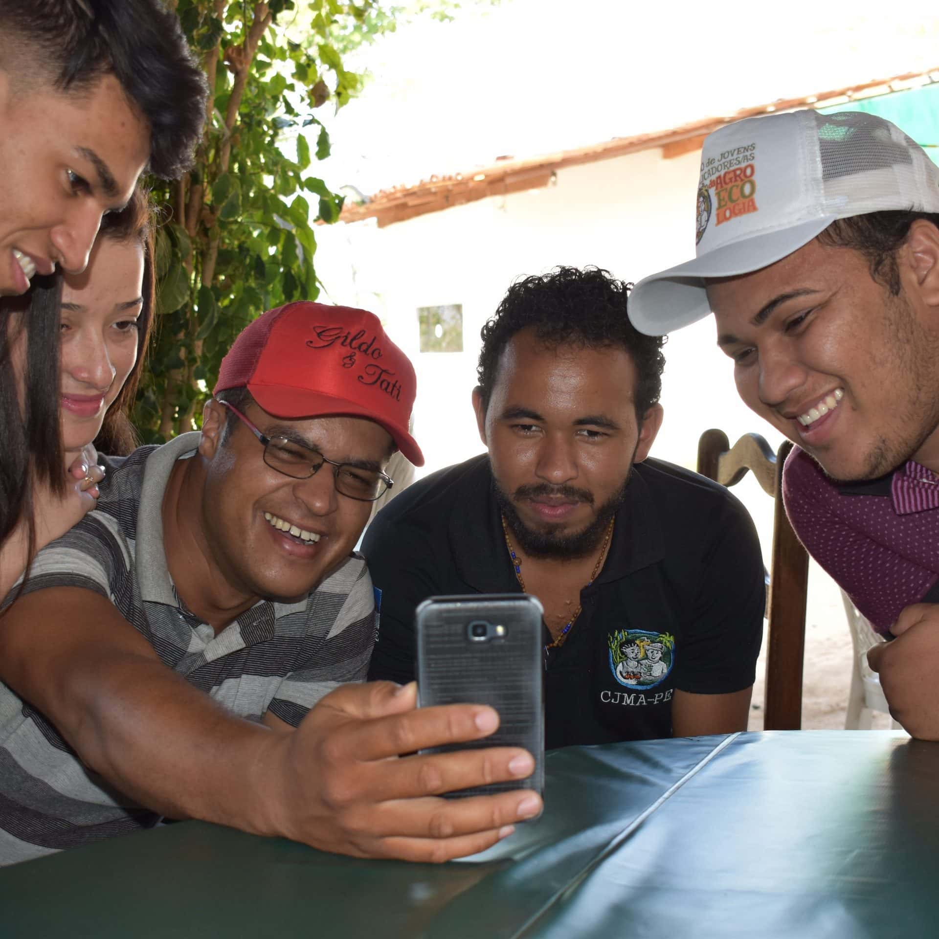 Young people make a selfie