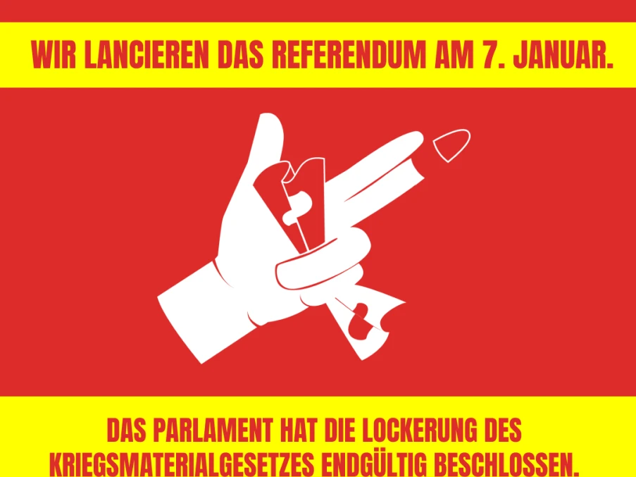 Lancierung Referendum Kriegsmaterialgesetz terre des hommes schweiz