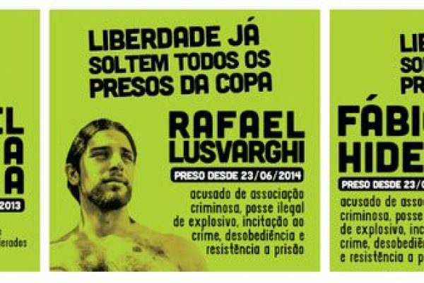 Portraits von am 12. Juli 2014 präventiv inhaftieren Aktivisten in Sao Paulo.