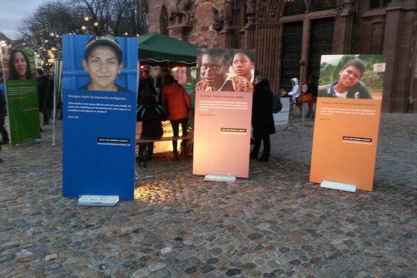 The stand of terre des hommes schweiz was very visible to the arriving people.
